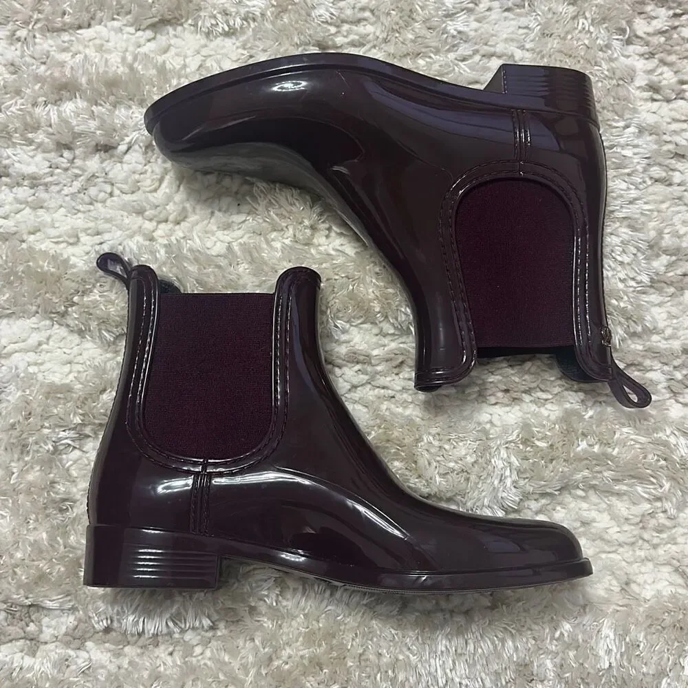 Lemon Jelly Comfy Chelsea Ankle Rain Booties Women’s Sz 39 Bordeaux Purple